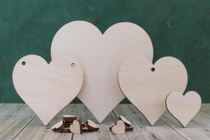 Wooden Heart 4mm Pack 5,10 15 Various Sizes Love Hearts Decorative Craft  Shapes