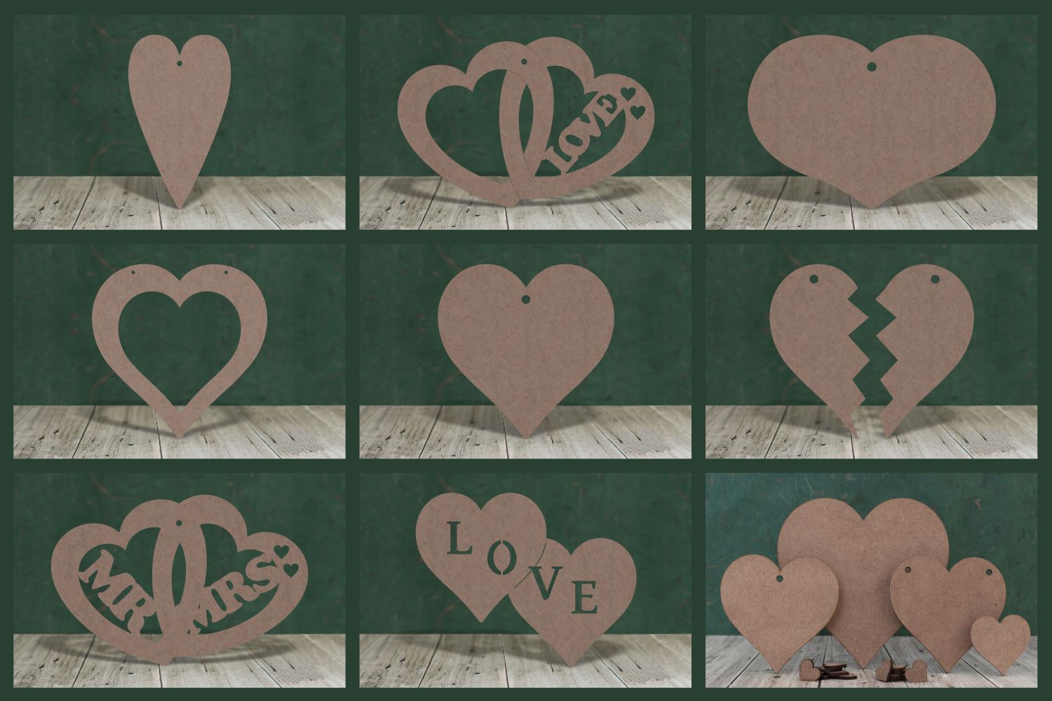 Heart craft shapes - 2mm MDF