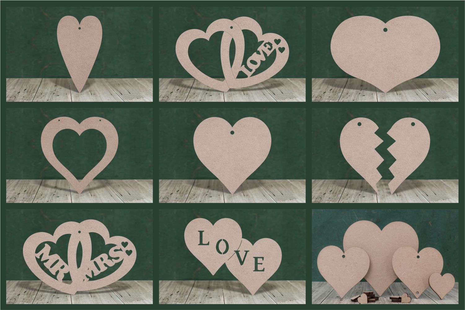 Heart craft shapes - 3mm MDF