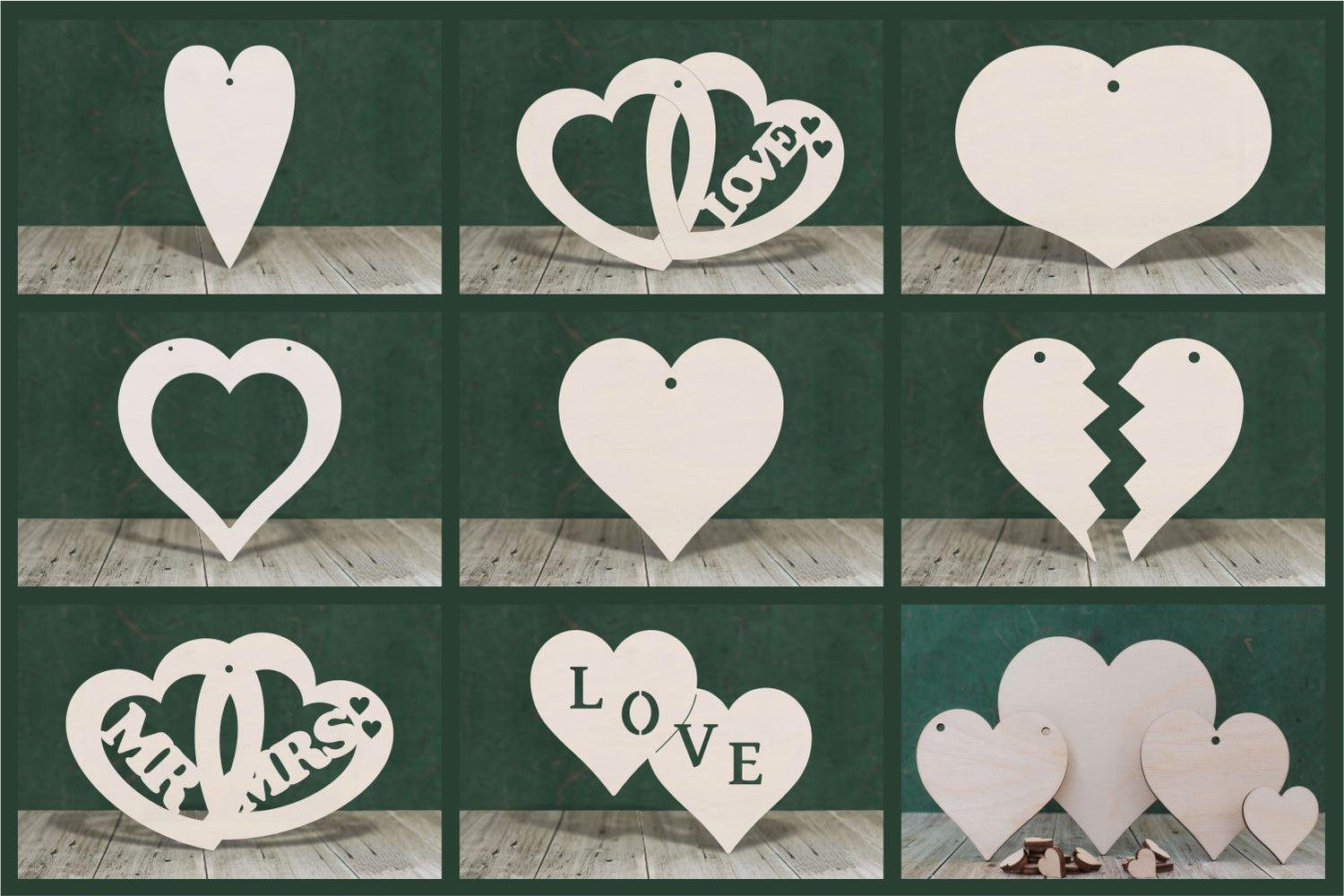 Heart shaped craft blanks - Plywood