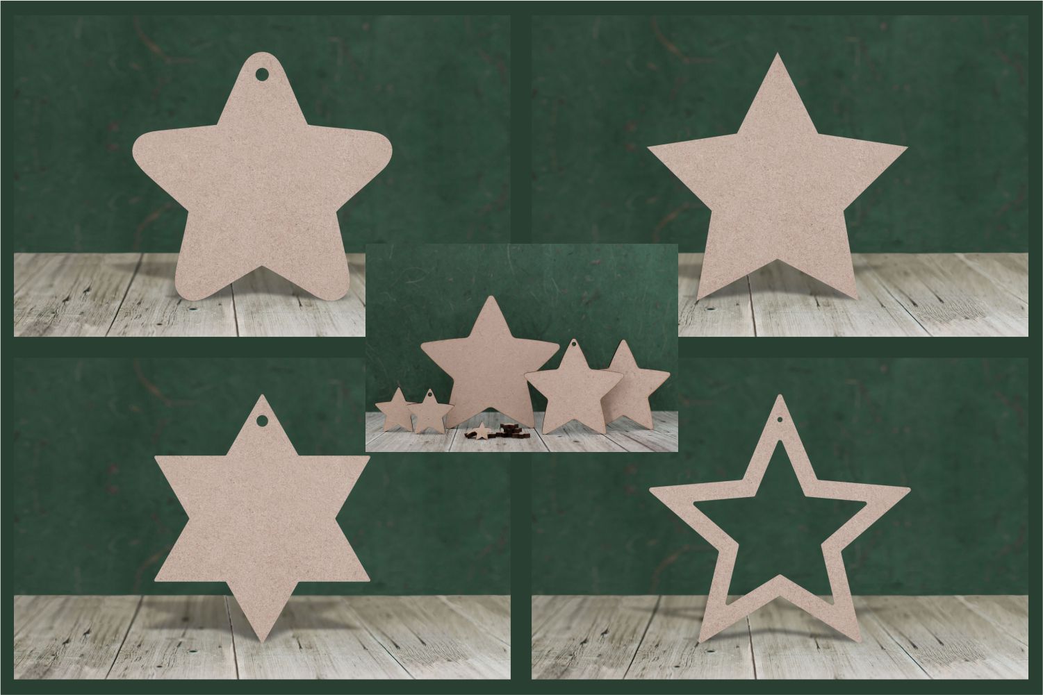 3mm thick MDF star shapes for crafts