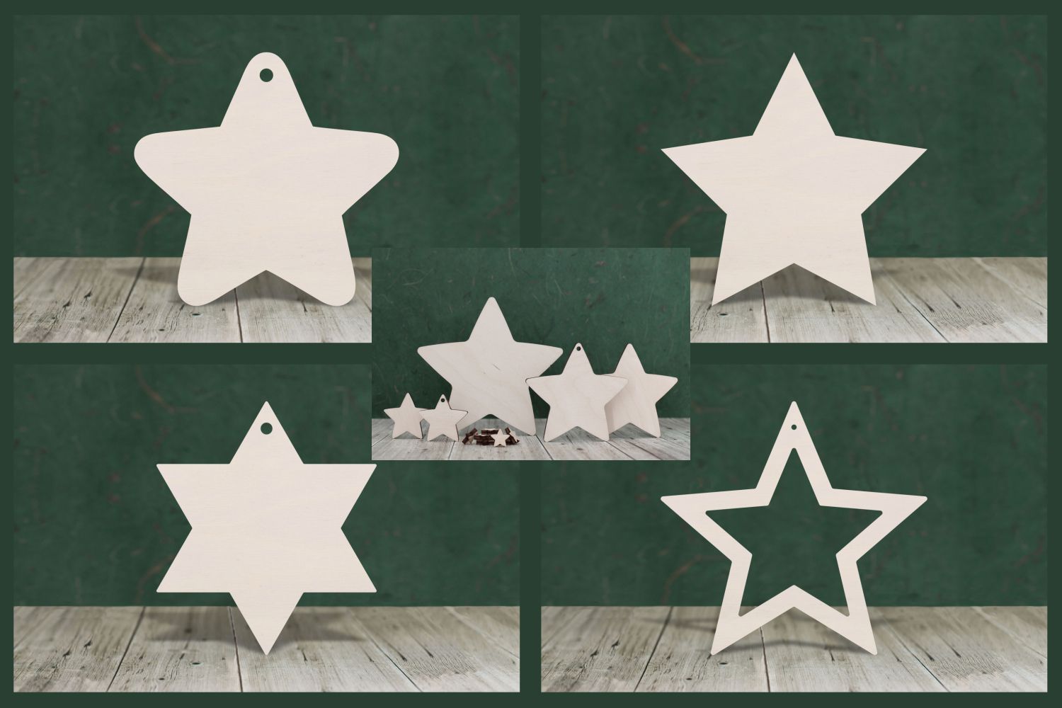 Wooden Star shapes - 4mm plywood craft blanks and cutouts