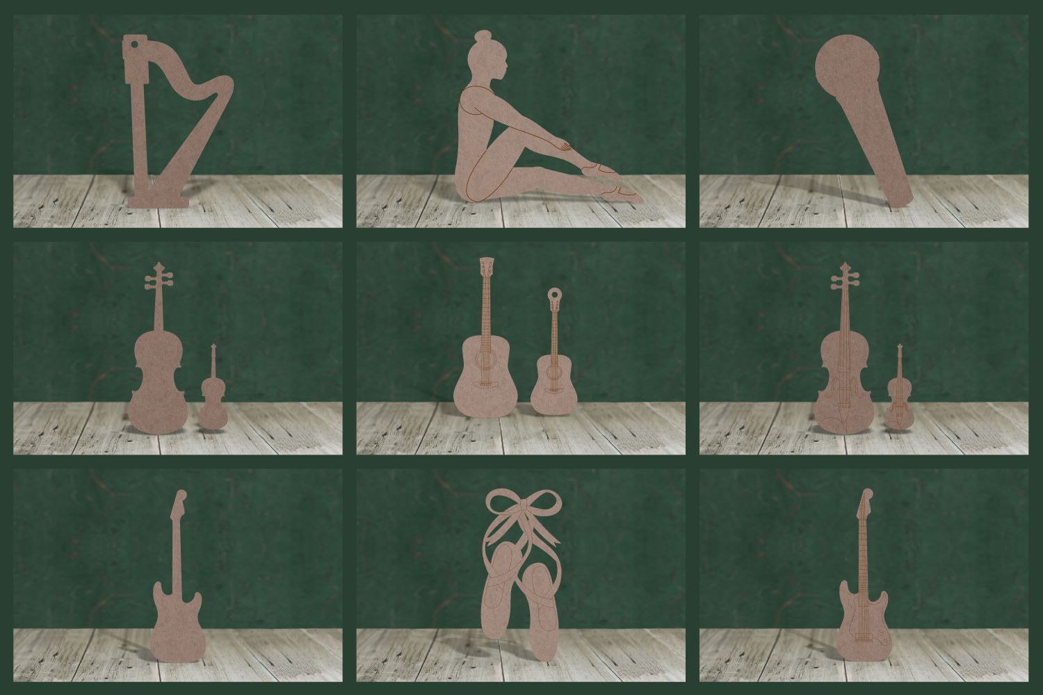 Music instruments and dance craft shapes - 2mm MDF