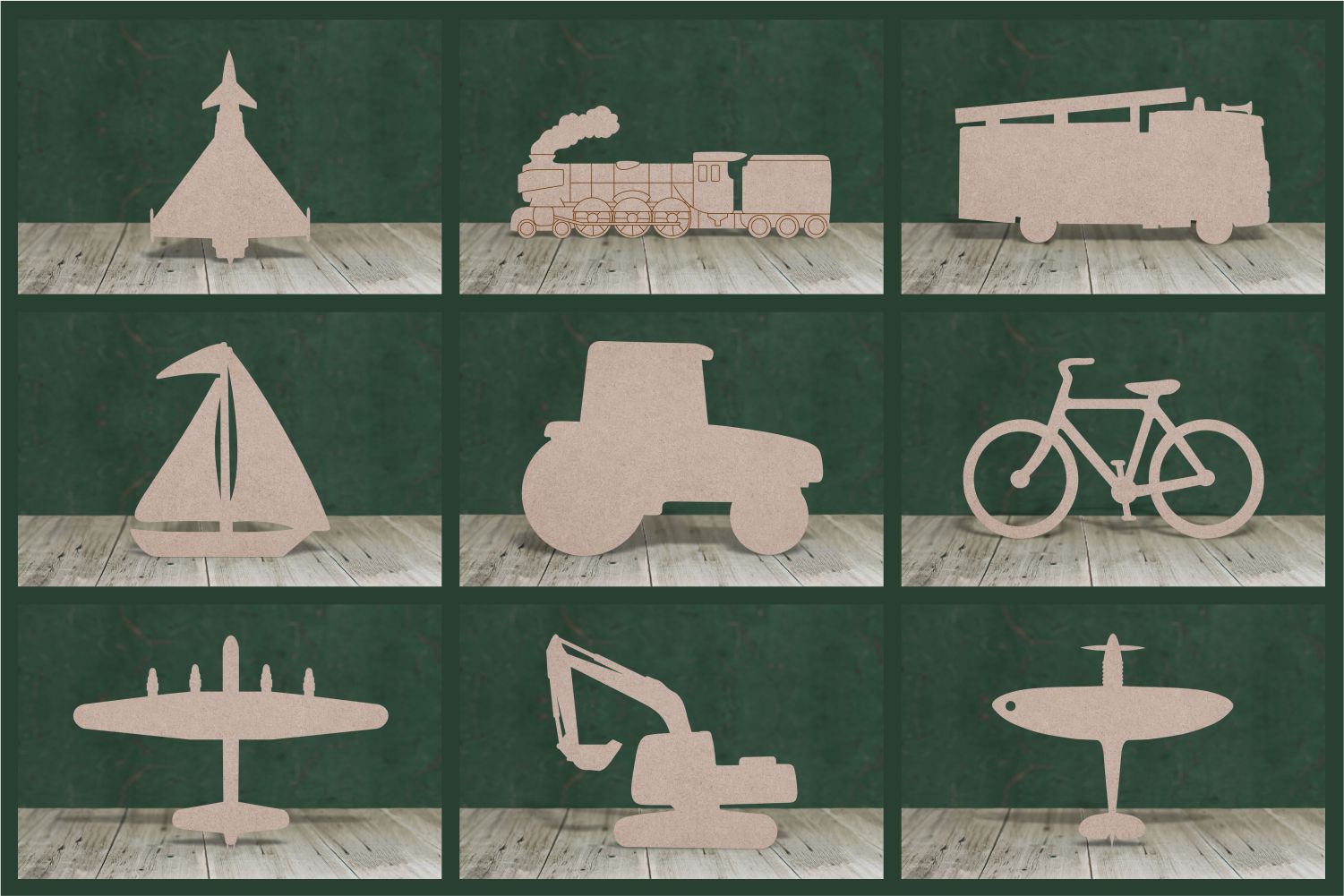 Vehicles and Transport shapes - 3mm MDF