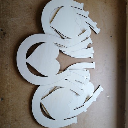 20cm horse shoe heart 4mm plywood