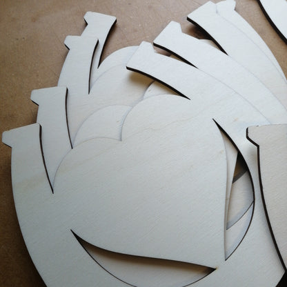 20cm horse shoe heart 4mm plywood