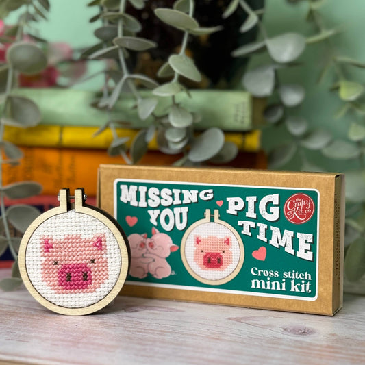 'Missing You Pig Time' Mini Matchbox Cross Stitch Kit