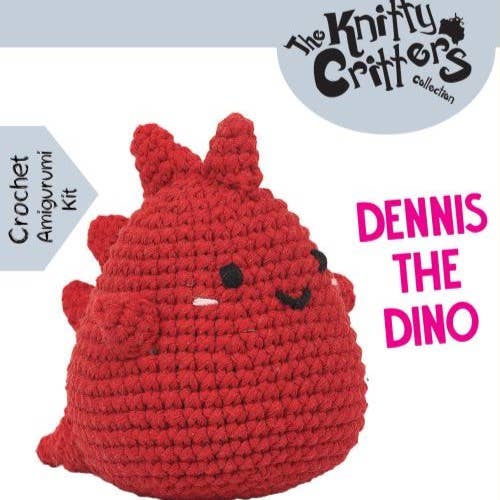 Knitty Critters - Pouch Pals - Dennis The Dino Crochet Kit