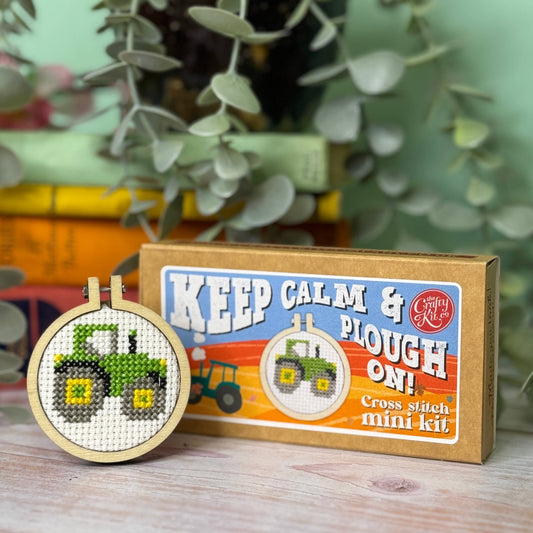 'Keep Calm and Plough On!' Mini Matchbox Cross Stitch Kit