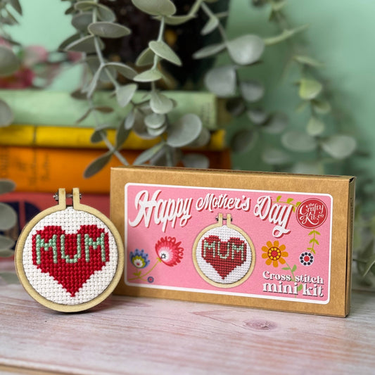 'Happy Mother's Day' (Heart) Mini Matchbox Cross Stitch Kit