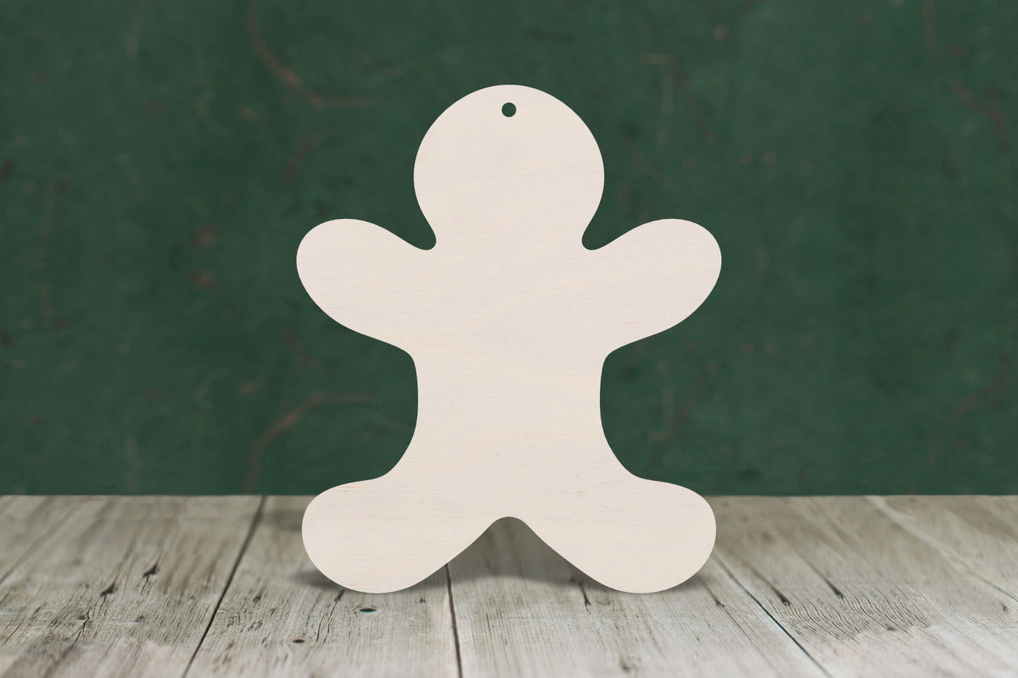 Gingerbread person 1 arms up plain wooden craft blank - plywood