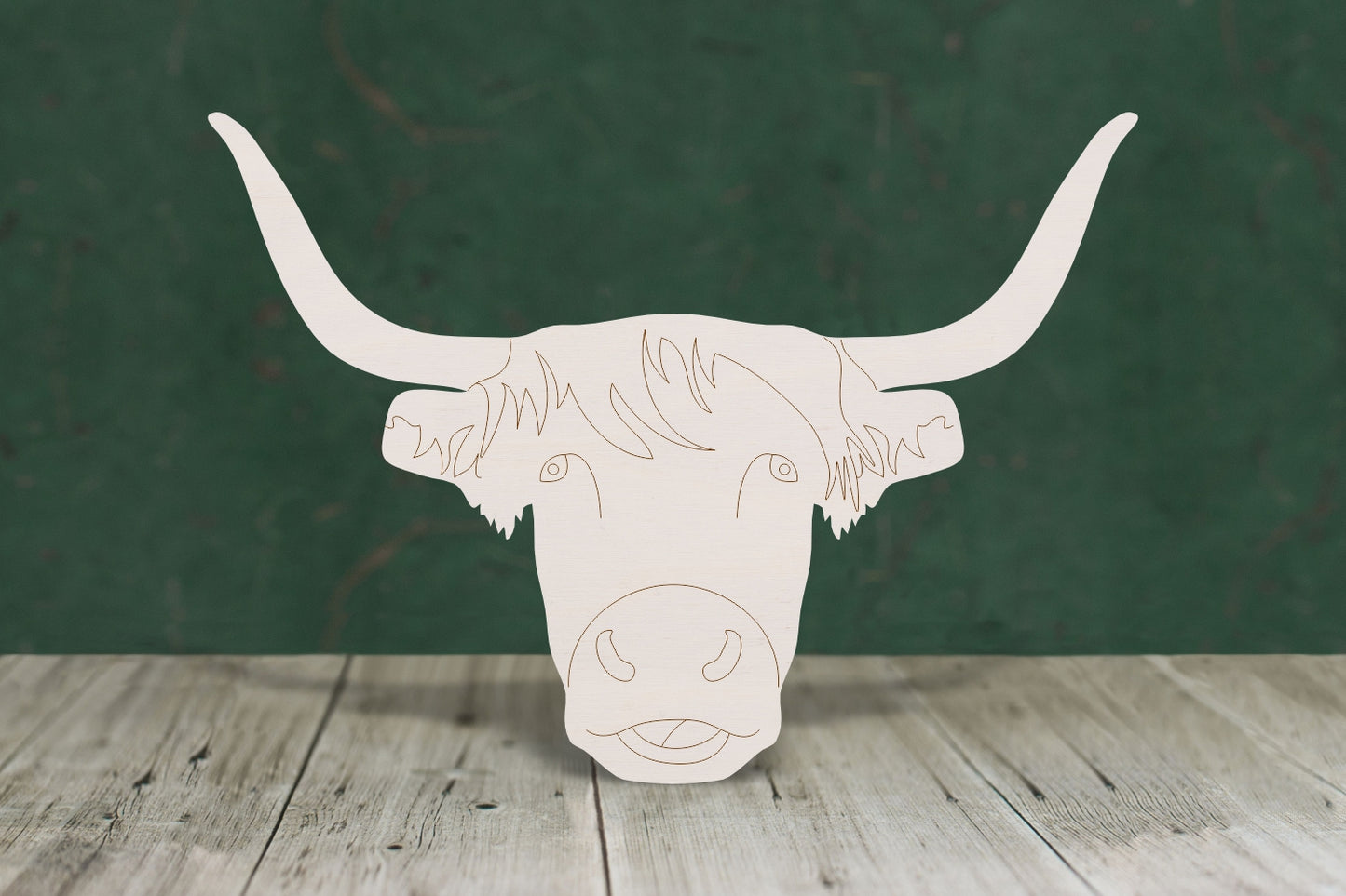 Highland cow head with etched face - plywood