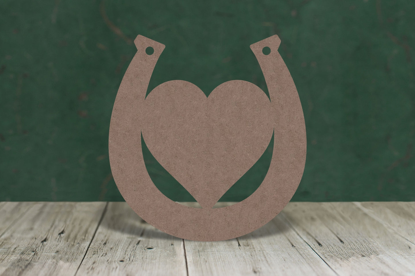 Horseshoe with centre heart - wooden craft shape - 2mm MDF