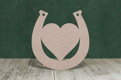 Horseshoe with centre heart - wooden craft blank - 3mm MDF