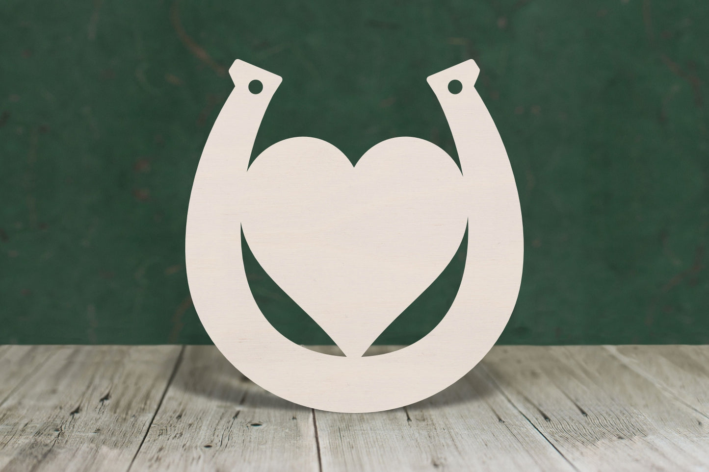 Horseshoe with centre heart wooden craft cut out - plywood