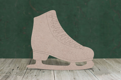 Laser cut, blank wooden Ice-skate with etched detail shape for craft