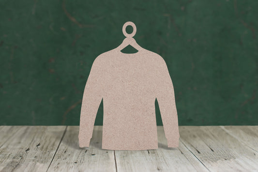 Laser cut, blank wooden Jumper on hanger shape for craft