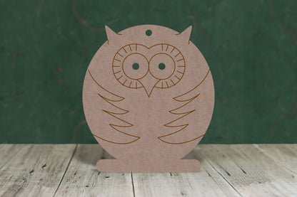 Owl shape with etched detail - 2mm MDF