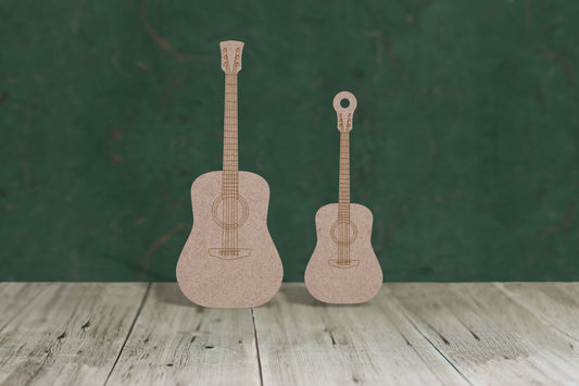 acoustic guitar etched - wooden craft cut-out - 3mm MDF