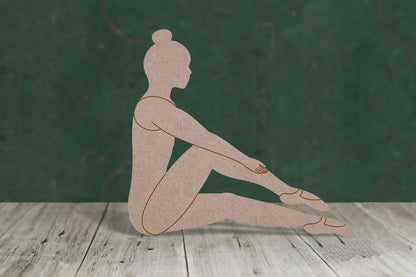 Ballet girl sitting - wooden craft cut-out - 3mm MDF