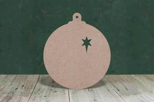 Baubles with star - wooden craft shape - 3mm MDF