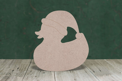 Duck with Santa hat - wooden craft blank - 3mm MDF