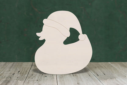 Duck wearing Santa hat wooden craft shape - plywood