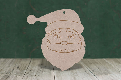 Father Christmas face with etched detail - 3mm MDF