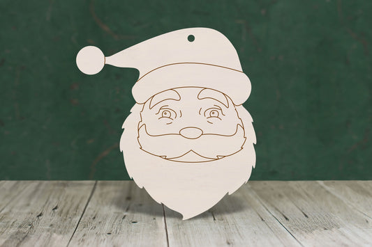 Father Christmas face with etched detail - 4mm Plywood