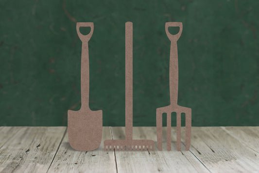 Garden tools (each set contains a spade fork and rake) - 2mm MDF