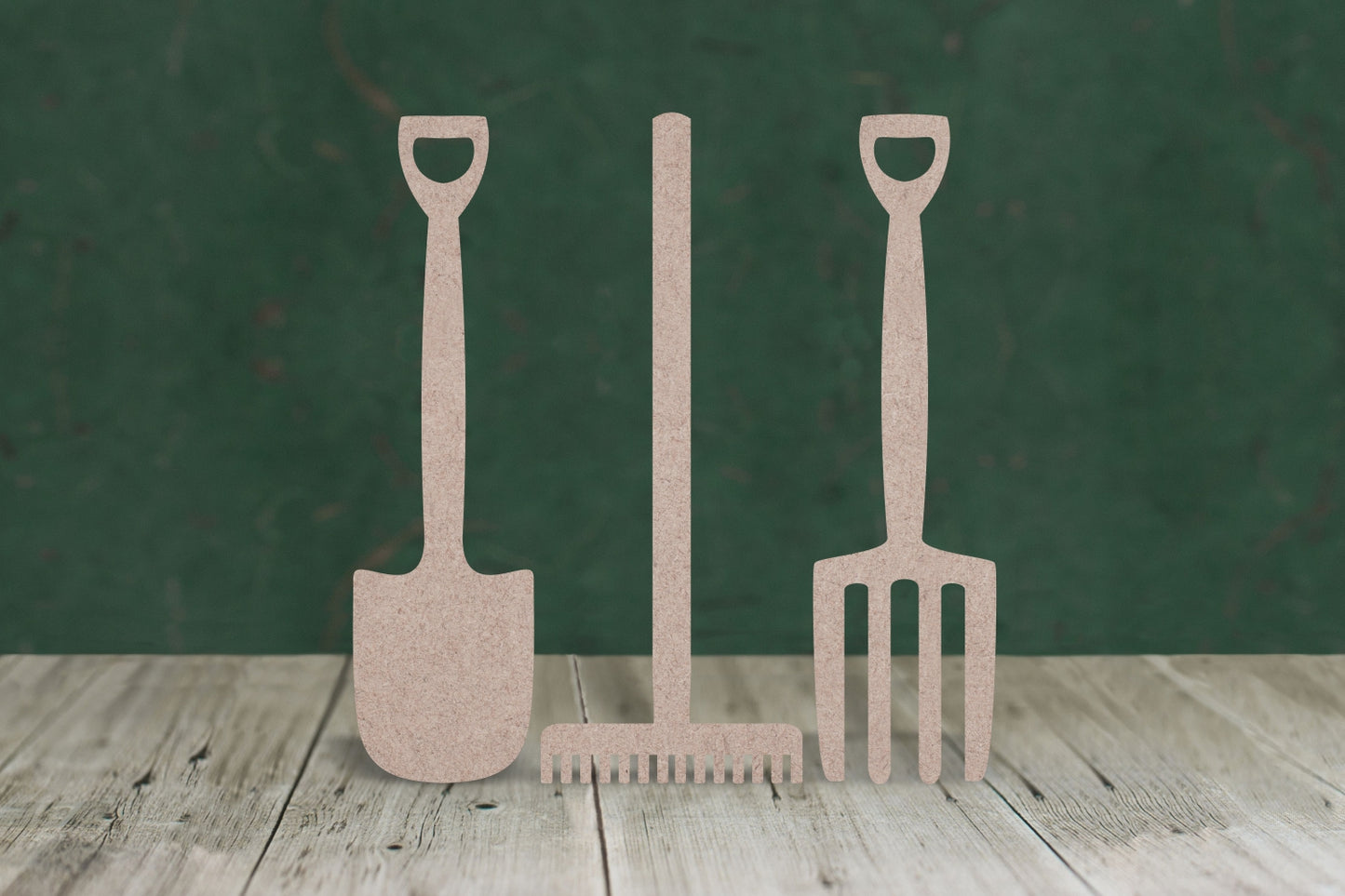 Garden tools (each set contains a spade fork and rake) - 3mm MDF