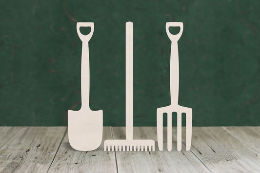 Garden tools (each set contains a spade fork and rake) - 4mm Plywood