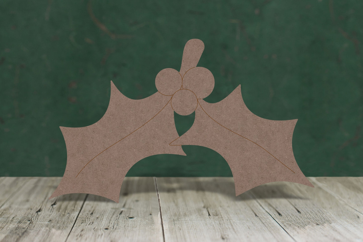 Holly etched - wooden craft blank - 2mm MDF