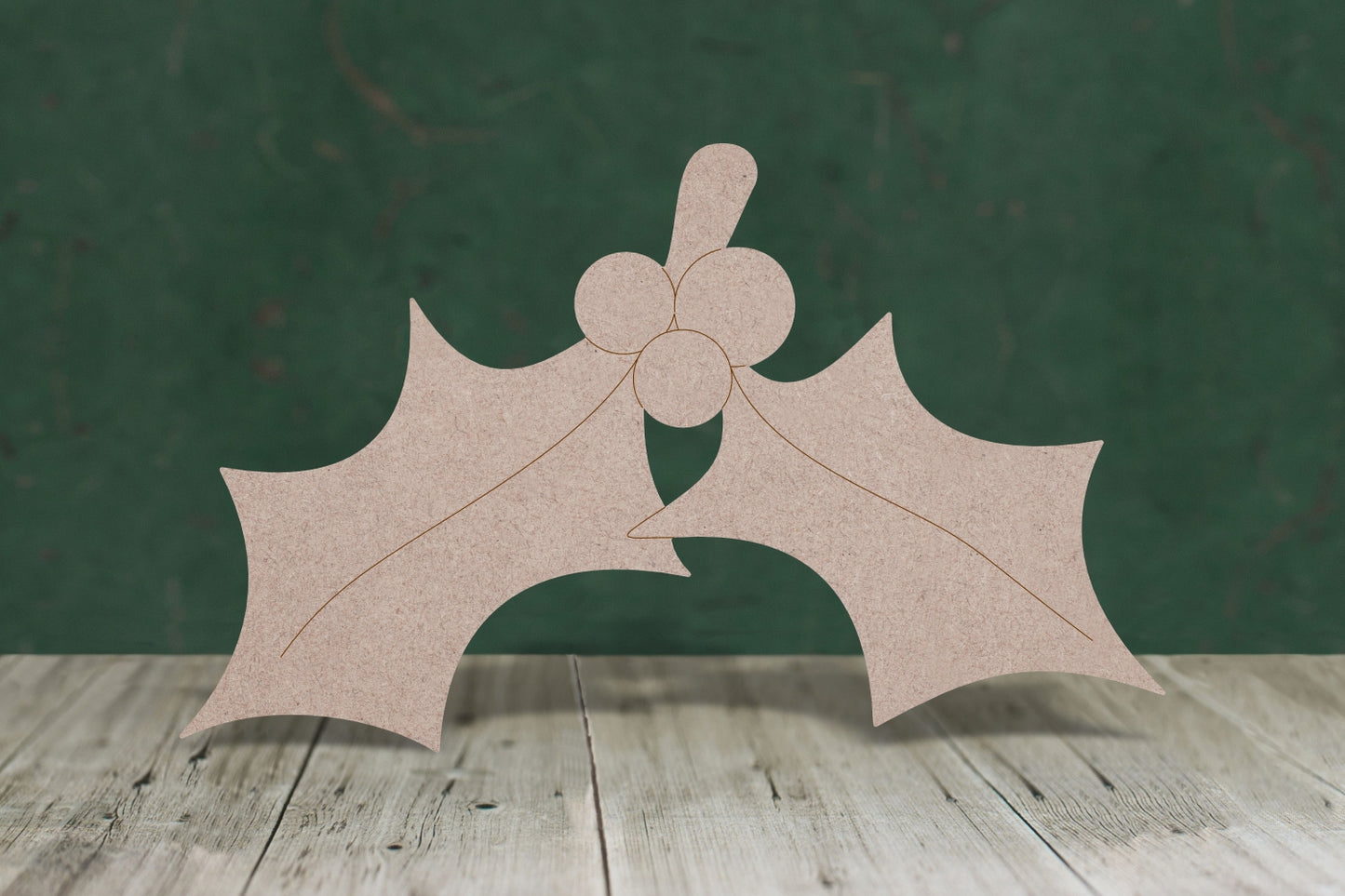 Holly etched - wooden craft shape - 3mm MDF