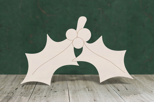 Holly etched wooden craft blank - plywood