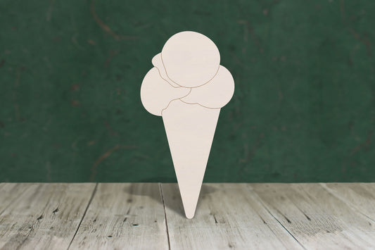 Ice cream 1 three scoop wooden craft cut out - plywood