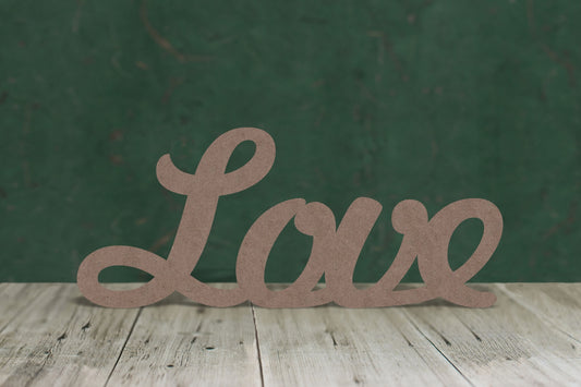 Laser cut, blank wooden Love text shape for craft