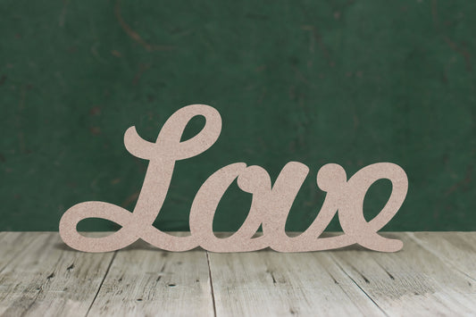 Laser cut, blank wooden Love text shape for craft