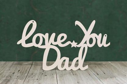 laser cut blank wooden Love you dad text shape for craft