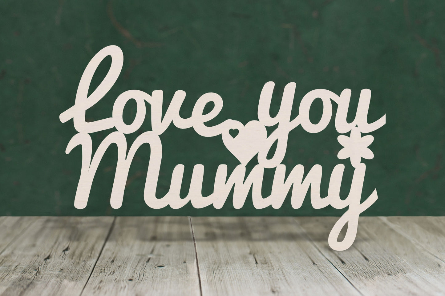 laser cut blank wooden Love you mummy text shape for craft