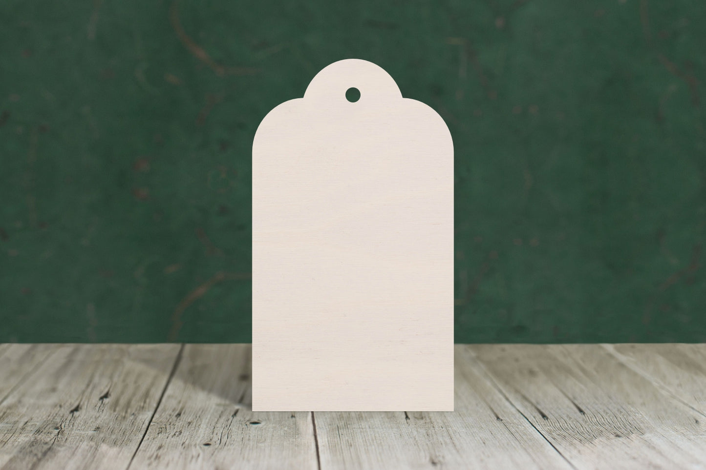 laser cut blank wooden Luggage tag with rounded top shape for craft