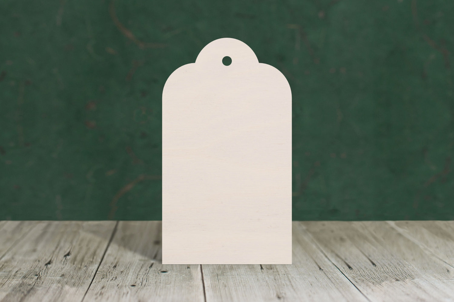 laser cut blank wooden Luggage tag with rounded top shape for craft