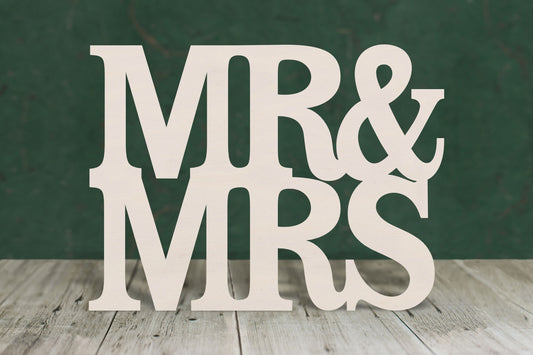 laser cut blank wooden Mr & Mrs text shape for craft