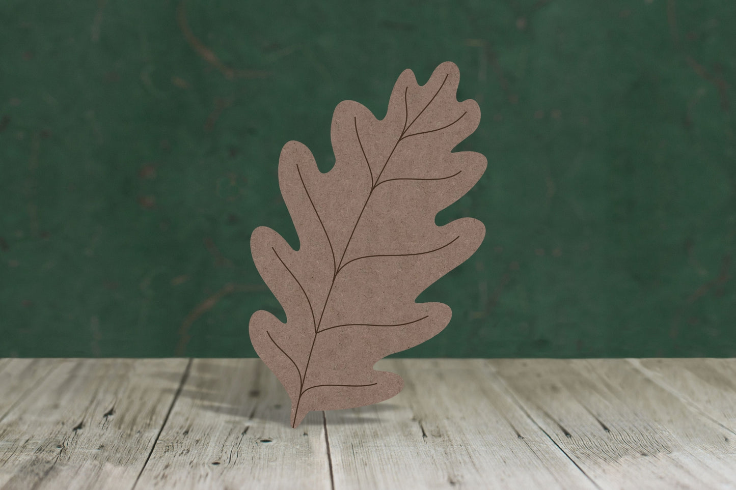 Laser cut, blank wooden Oak leaf with etched detail shape for craft