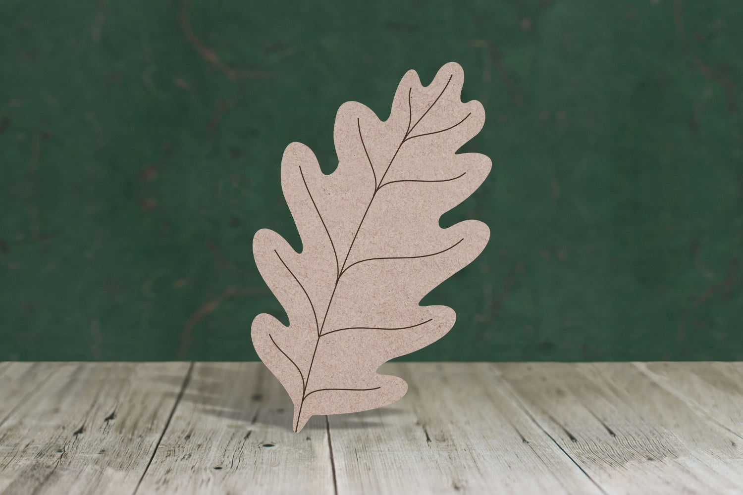 Laser cut, blank wooden Oak leaf with etched detail shape for craft