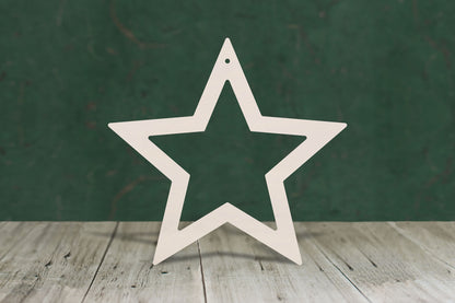 laser cut blank wooden Open Star shape for craft