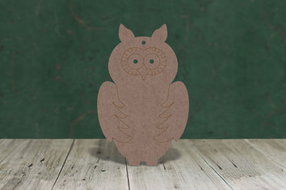 Owl 2 with etched detail - wooden craft blank - 2mm MDF