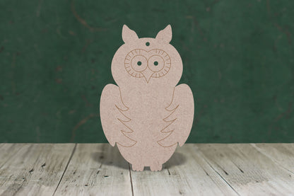 Owl 2 with etched detail - wooden craft cut-out - 3mm MDF