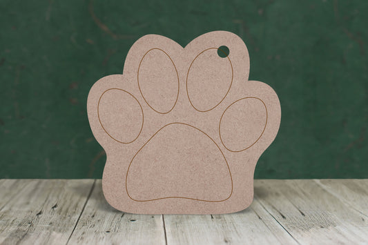 Paw Print with etched detail- 3mm MDF