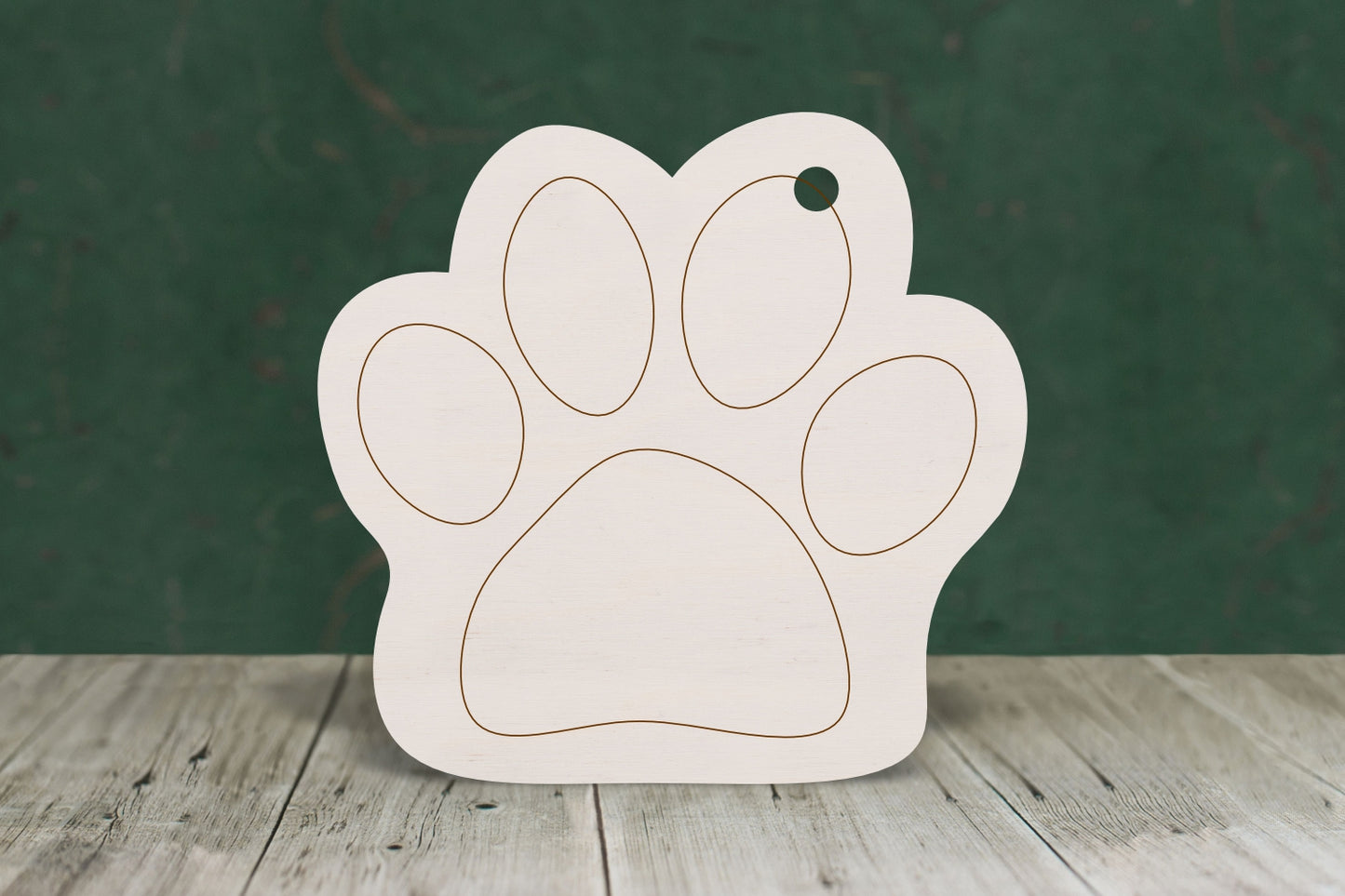 Paw Print with etched detail - 4mm plywood